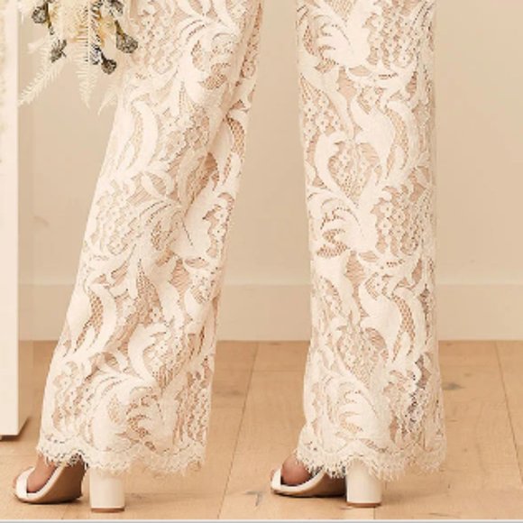 Lulu's Cream Lace Jumpsuit - Picture 5 of 6